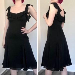 Lauren Ralph Lauren Silk Flirty Ruffle Sleeve Midi Length Semi-Formal Dress